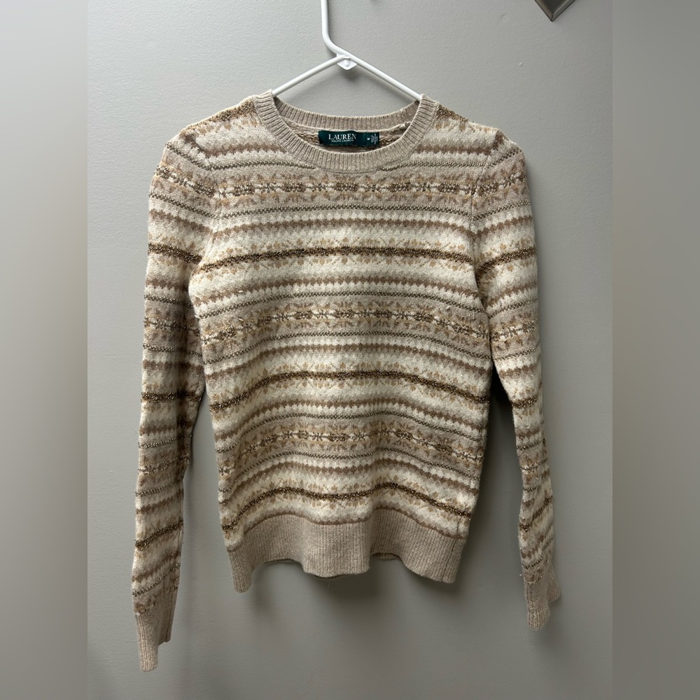 Ralph Lauren Women’s‎ Fair Isle Brown & Tan Crewneck